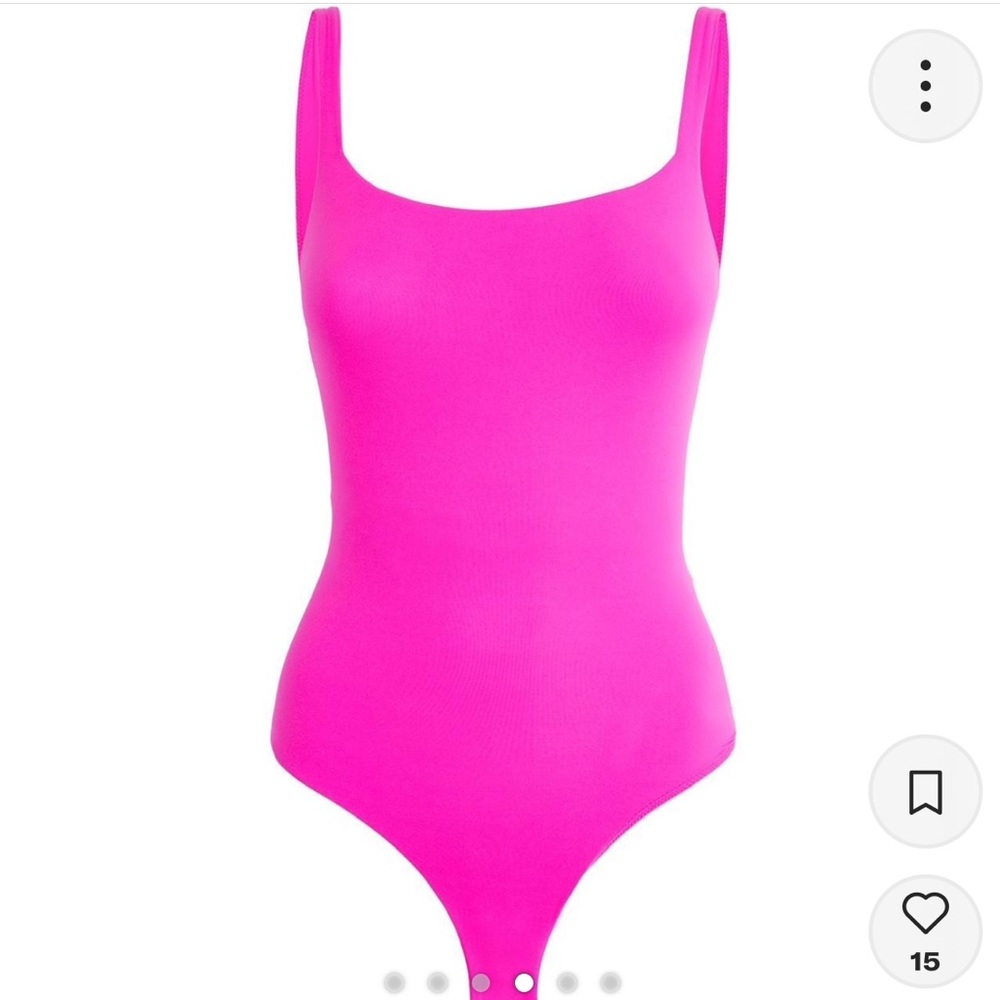 Skims neon pink square neck bodysuit